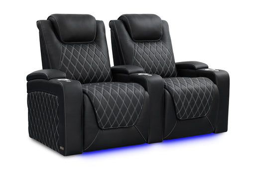 Valencia Oslo Ultimate Luxury Edition Home Theater Seating Valencia Theater Seating Onyx with Silver Stitching Row of 2 | Width: 68.75" Height: 44.5" Depth: 38" 