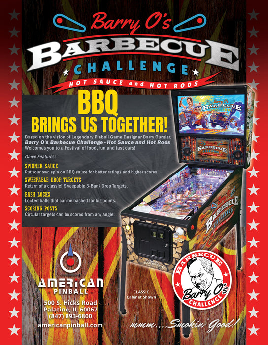 American Pinball Barry O's BBQ Challenge Pinball Machine Pinball Machines American Pinball   