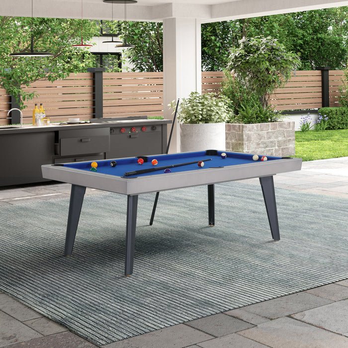 Playcraft Santorini 7’ Outdoor Slate Pool Table with Dining Top Benches and Ping Pong Pool Tables Playcraft   