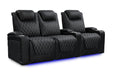 Valencia Oslo Ultimate Luxury Edition Home Theater Seating Valencia Theater Seating Onyx with Silver Stitching Row of 3 - Loveseat Left | Width: 93" Height: 44.5" Depth: 38" 