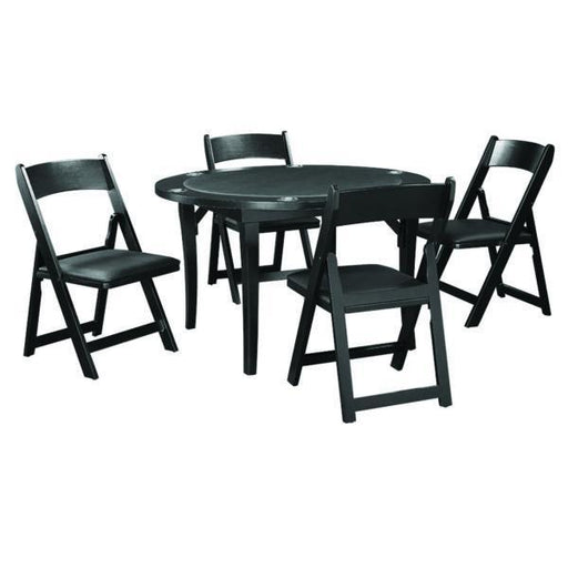 RAM Game Room 48" Folding Poker and Multi-Use Game Table Set with 4 Chairs - Black Poker Tables RAM Game Room Default title  